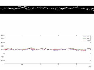 Extraction automatique par analyse d'image des bords supérieurs et inférieurs de la forme d'une stylolite.